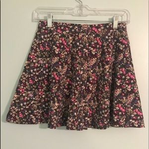 American Eagle Floral Button-Up Skater Skirt